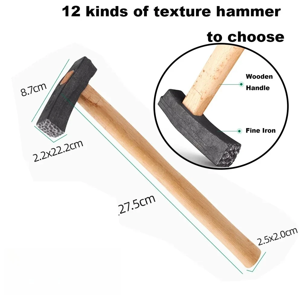 1PCS Jewelry Tool Texture Hammer with Wooden Handle Punch Printing Metal  Mallet For Jewelry Repair & DIY Carving Tools