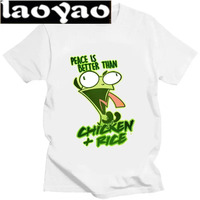 Anime Invader Girl Zim Image Cartoon Y2k Creative Trend Retro fashion Street wear summer unisex crew neck short sleeve T-shirt