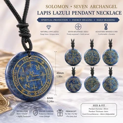 Solomon Seven Archangel Michael Gem Lapis Lazuli Gabriel Health Amulet Talisman Pendant Necklace Charm Men Women For Jewelry