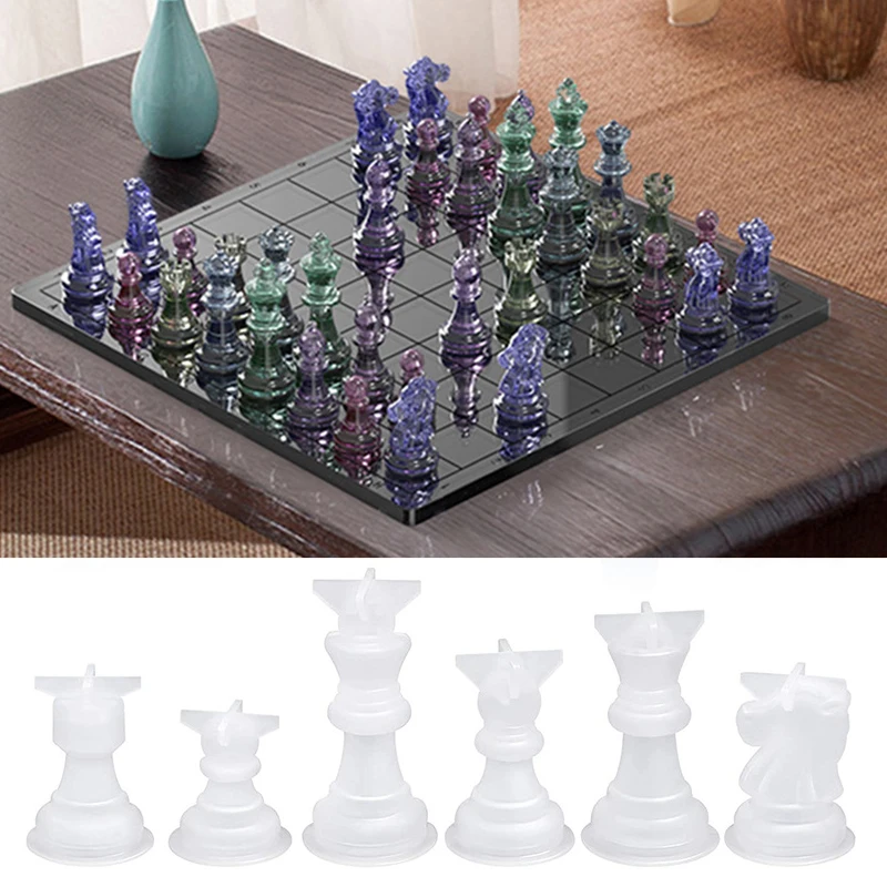 3d Chess Resin Molds International Chess Piece Checkers Checkerboard Silicone Molds Diy Handmade Table Ornaments Crafts Making