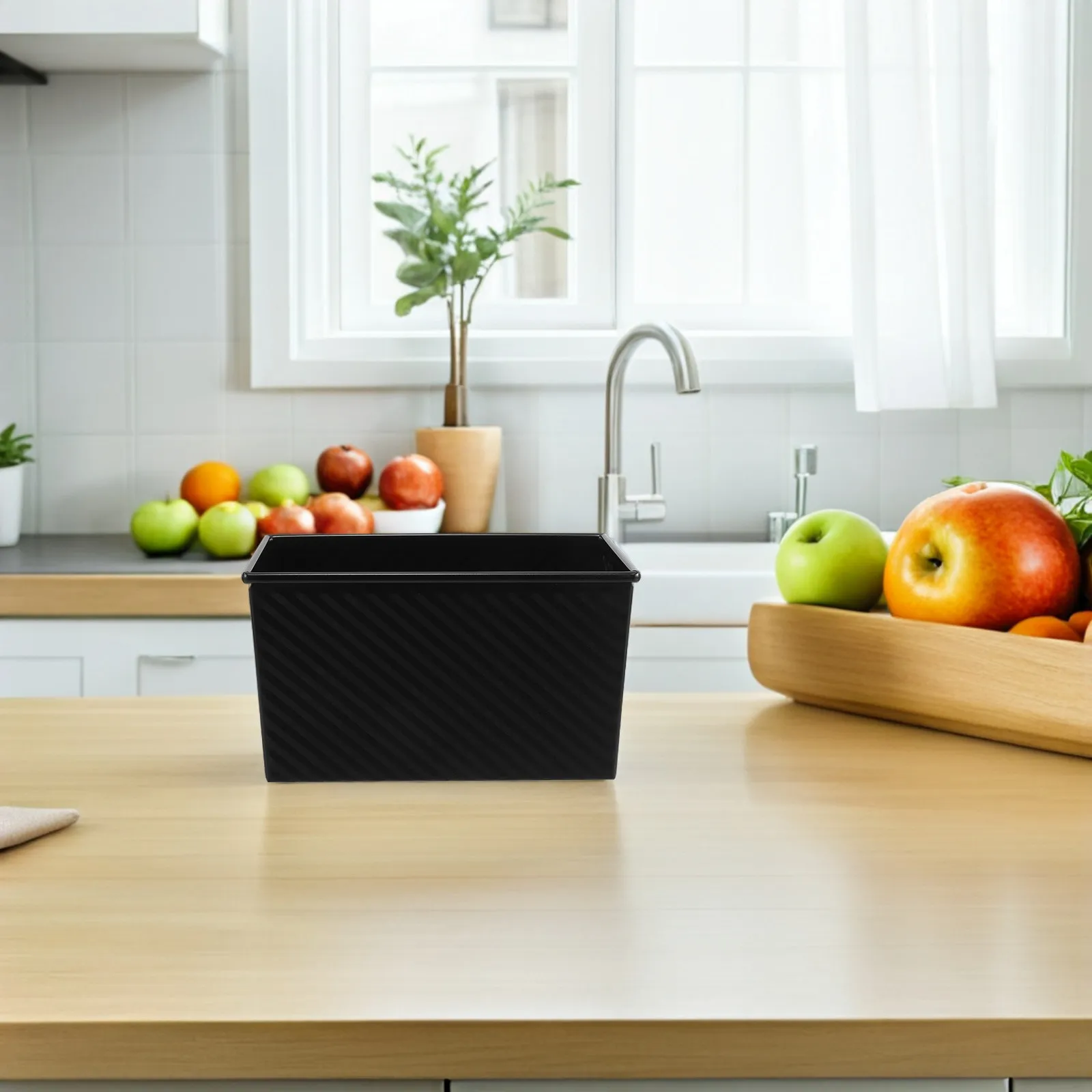 Non-Stick Corrugated Rectangular Toast Baking Pan Carbon Steel Loaf Tin for Bread Cakes Meatloaf Even Heat Distribution Ripped