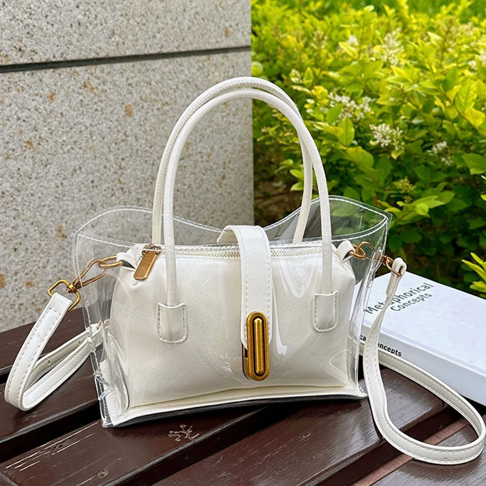 

Transparent Pvc Top-Handle Bags Women Summer Fashion Clear Composite Shoulder Bags Large Capacity Female Crossbody Jelly Packs