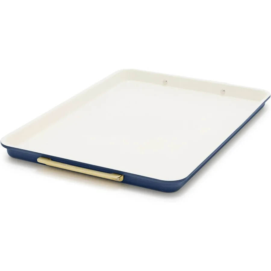 

Формы для выпечки 13 x 18 дюймов, противень для выпечки, керамическая форма с антипригарным покрытием, без PFAS и BPA, золотые ручки, прочная сталь, универсальная и S