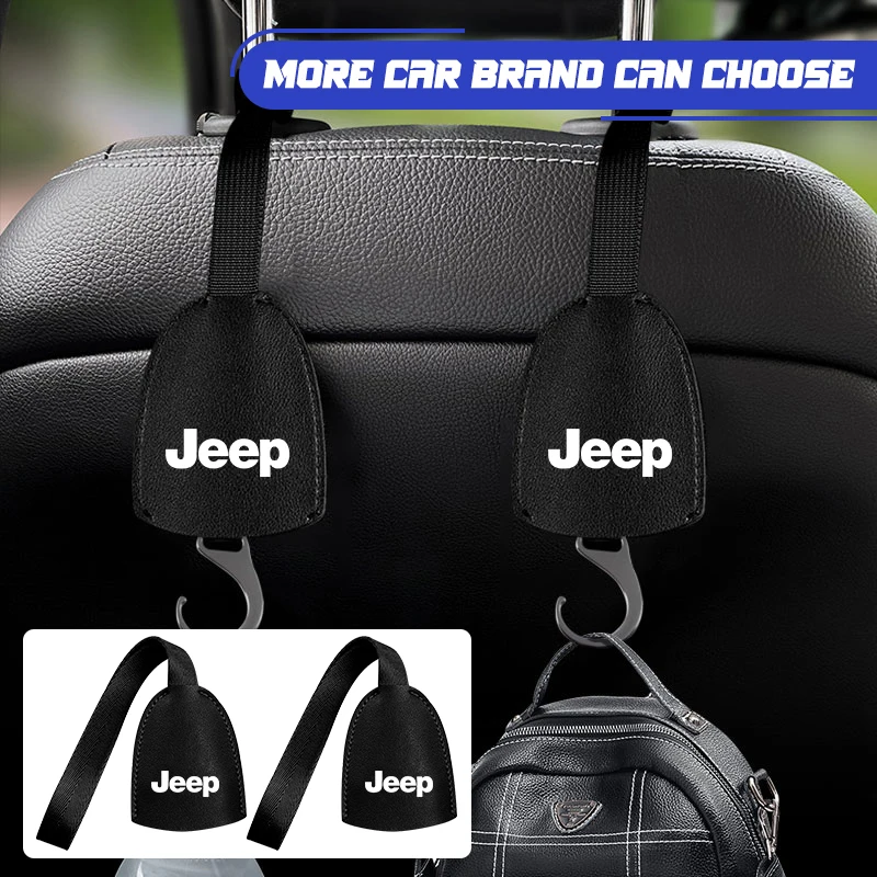 

Кожаные крючки для автомобильных сидений, портативная подвесная сумка-органайзер для Jeep Wrangler, Grand Cherokee, Compass, Renegade, а также колпачки для шин
