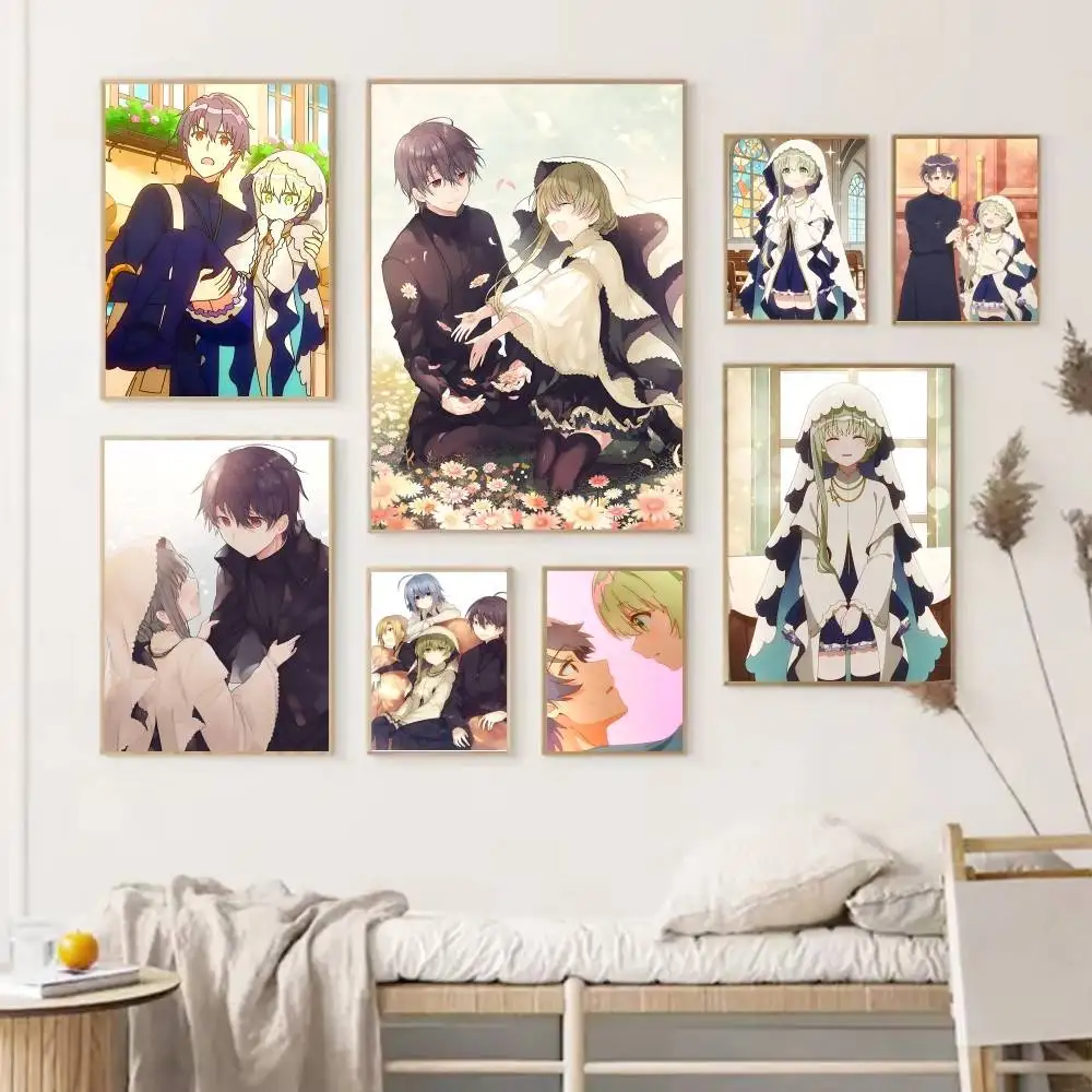 Anime S-Saint Cecilia and Pastor Lawrence Poster Self-adhesive Art Waterproof Paper Sticker Coffee House Bar Room Wall Decor