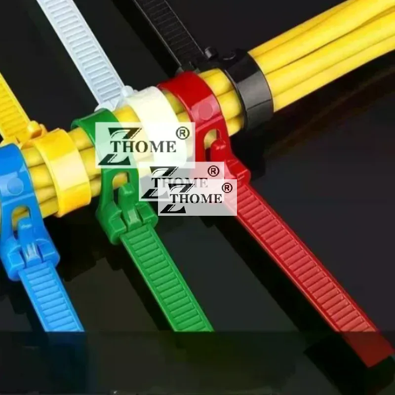 100PCS Reusable Self-locking Plastic Nylon Cable Tie Slipknot Cable Organizer Cable Tidy Lock Strap Zip Ties Binder