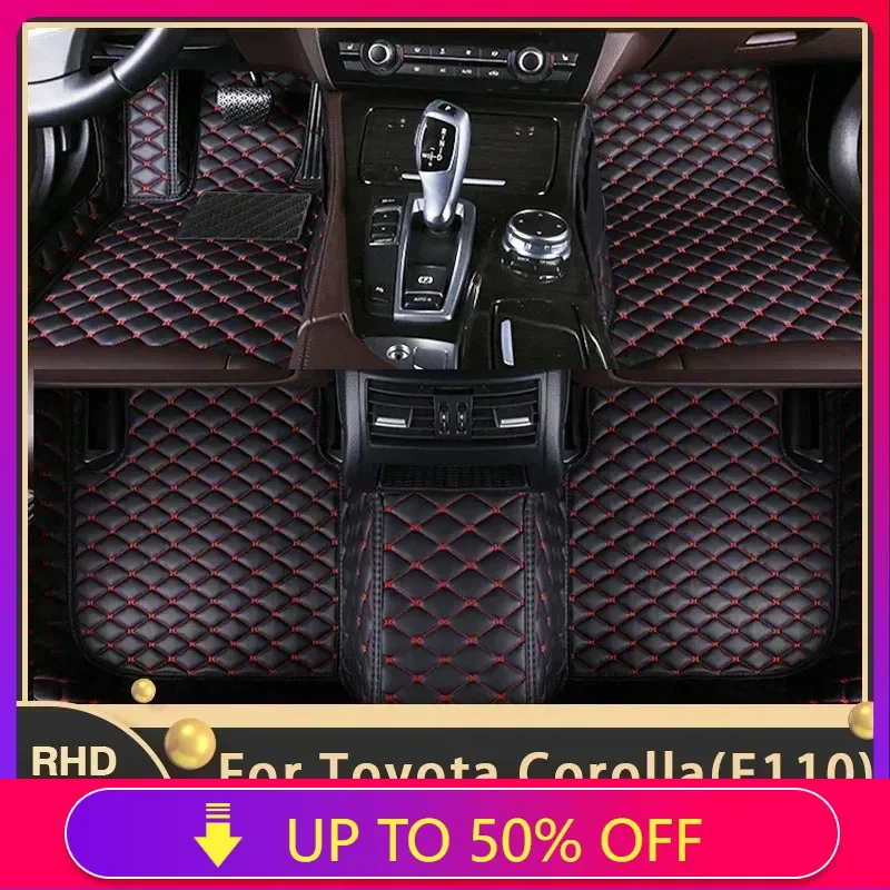 Car Floor Mats For Toyota Corolla E110 1996~2002 Custom Auto Foot Pads Leather Carpet Interior Accessories 1998 1999 2000 2001