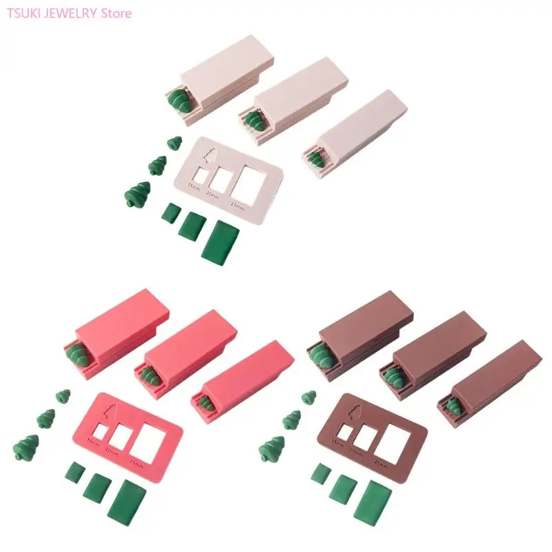 

62KE 3 Size Adjustable Clay Bead Mould Christmas Tree Designs Jewelry Making Set