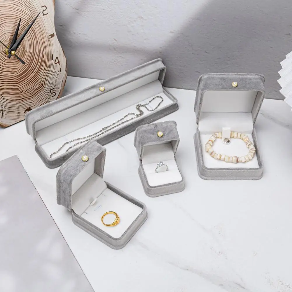 Velvet Jewelry Box, with Shock-Proof Lining Hard Case, Scratch-proof Jewelry Organizer for Engagement Wedding Proposal & Storage