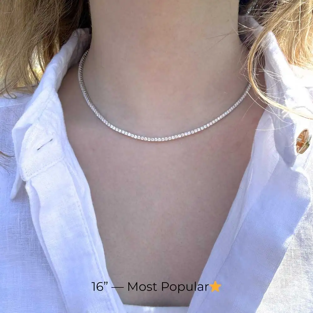 Nuoya Moissanite Tennis Chain Thin Brass 2MM Width VVS1 Diamond Tennis Necklace Bracelet Bling Fine Gift Wholesale