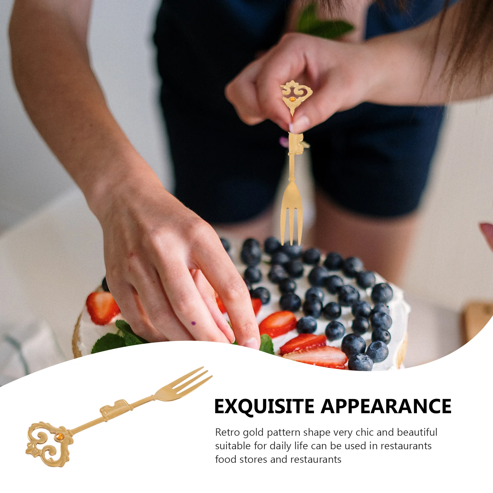 

Fruit Fork Stainless Steel Golden Crown Shape Mini Cutlery Dessert Metal Forks Easy Clean No Rust Suitable Daily Life