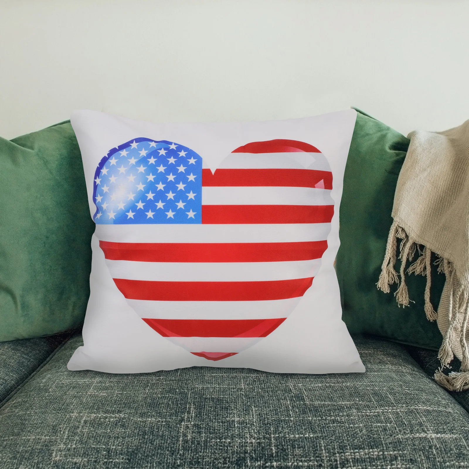 

American Flag Pillow Cover Independence Day Decor Cotton Decor Safe Design Sofa Bed Cushion Case