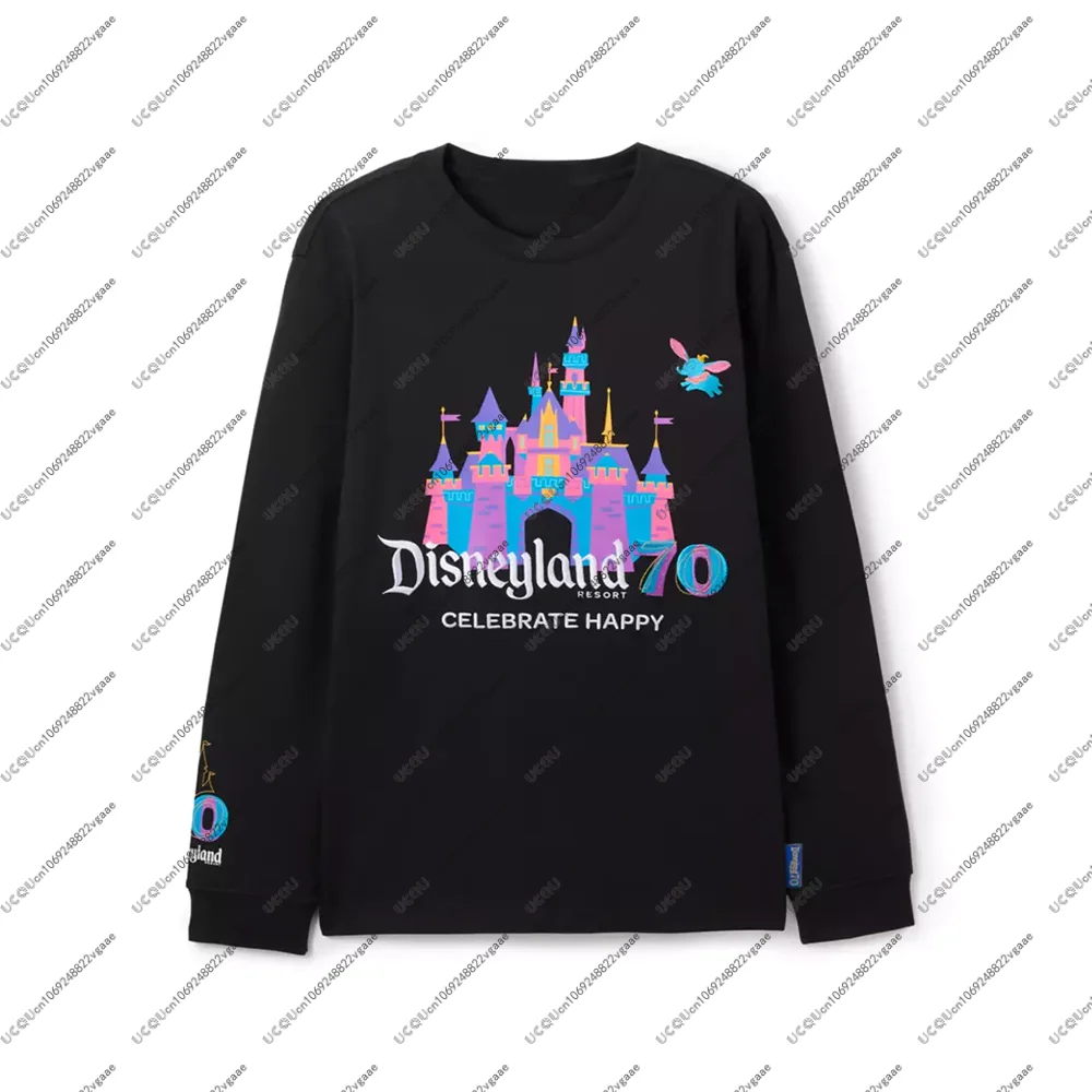 ديزني تي شيرت هدية الكبار Y2k رحلة الشارع الشهير البلوز ميكي ماوس تي شيرت ديزني لاند منتجع 70th الذكرى قلنسوة من القطن