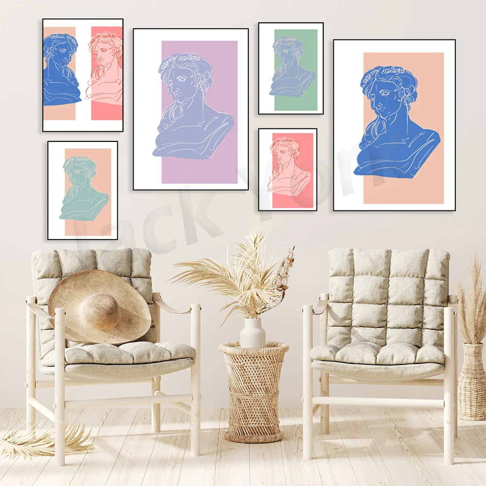 

Pink ，Green and Blue Greek Bust Aesthetic Art Print