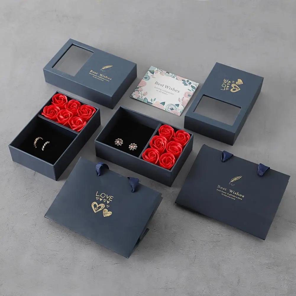 Regalo di rosa per la festa della mamma Regalo di amore eterno Confezione regalo di rose eterne Portagioie con fiori conservati per donne Moglie Mamma Compleanno