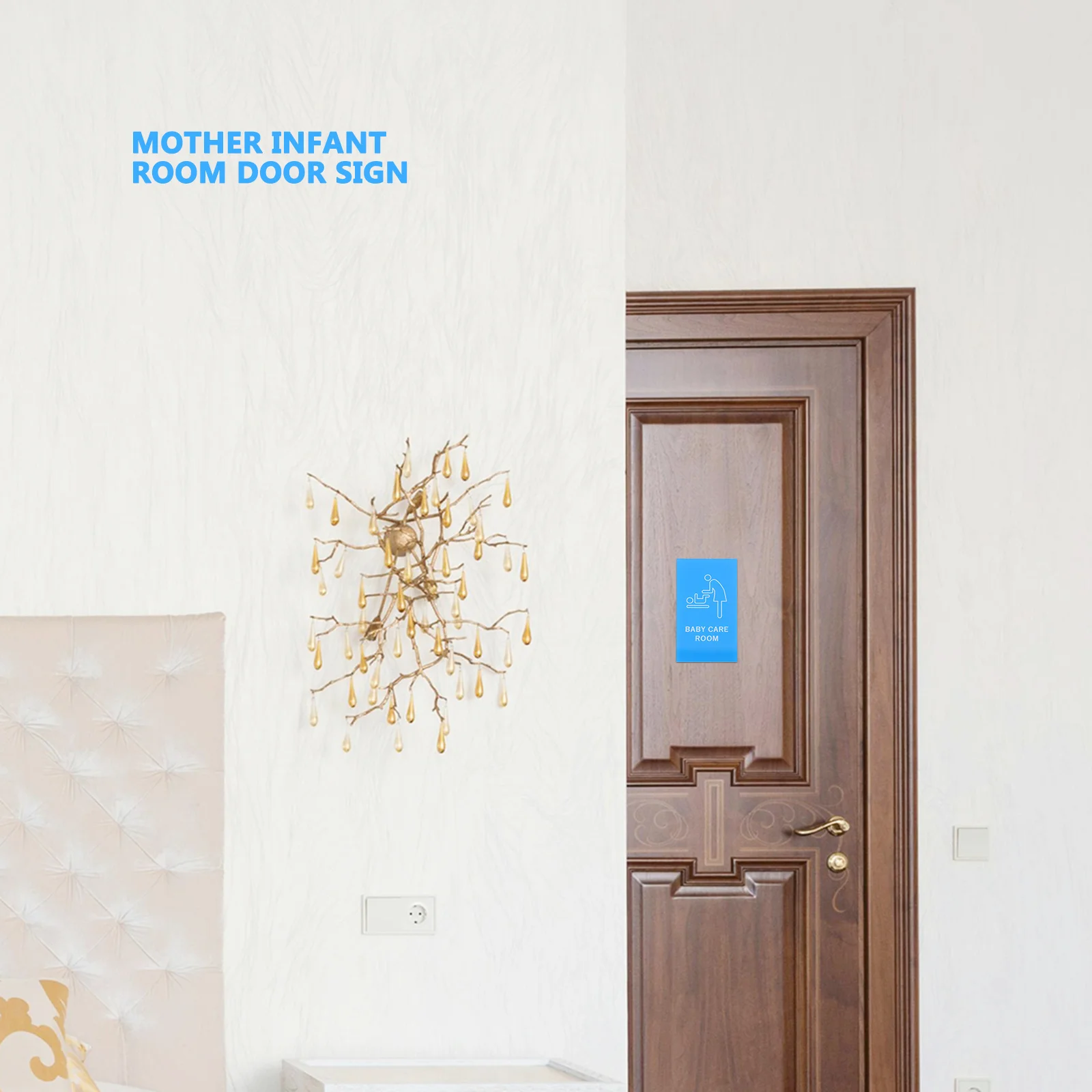 

Hanging Diaper Change Sign Hello World Mother and Room Men Women