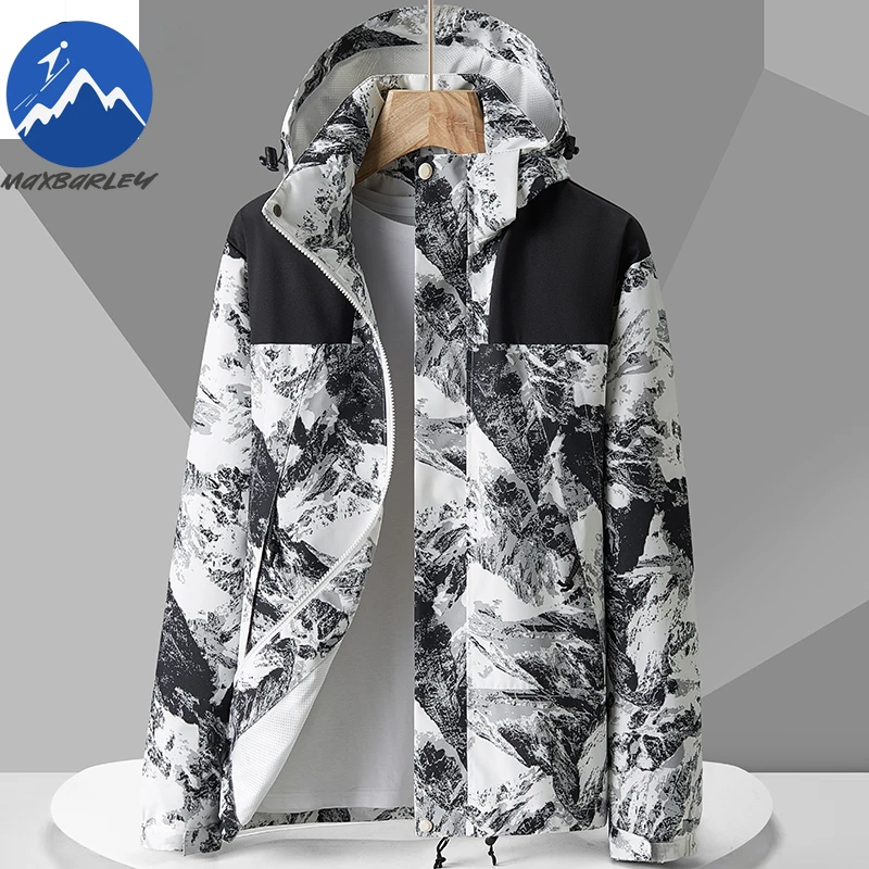 Outdoor Windproof Jacket Men's Autumn Waterproof Single Layer Detachable Cap Coat Couple's Mountain Climbing Fishing Windbreaker