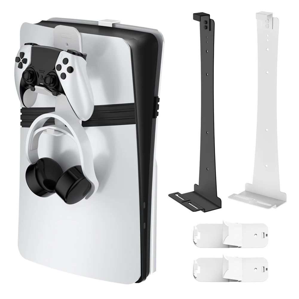 For PS5 Pro/PS5 Slim/PS5 Console Wall Mount Storage Hook Set Controller Headset Display Holder Host Wall Bracket