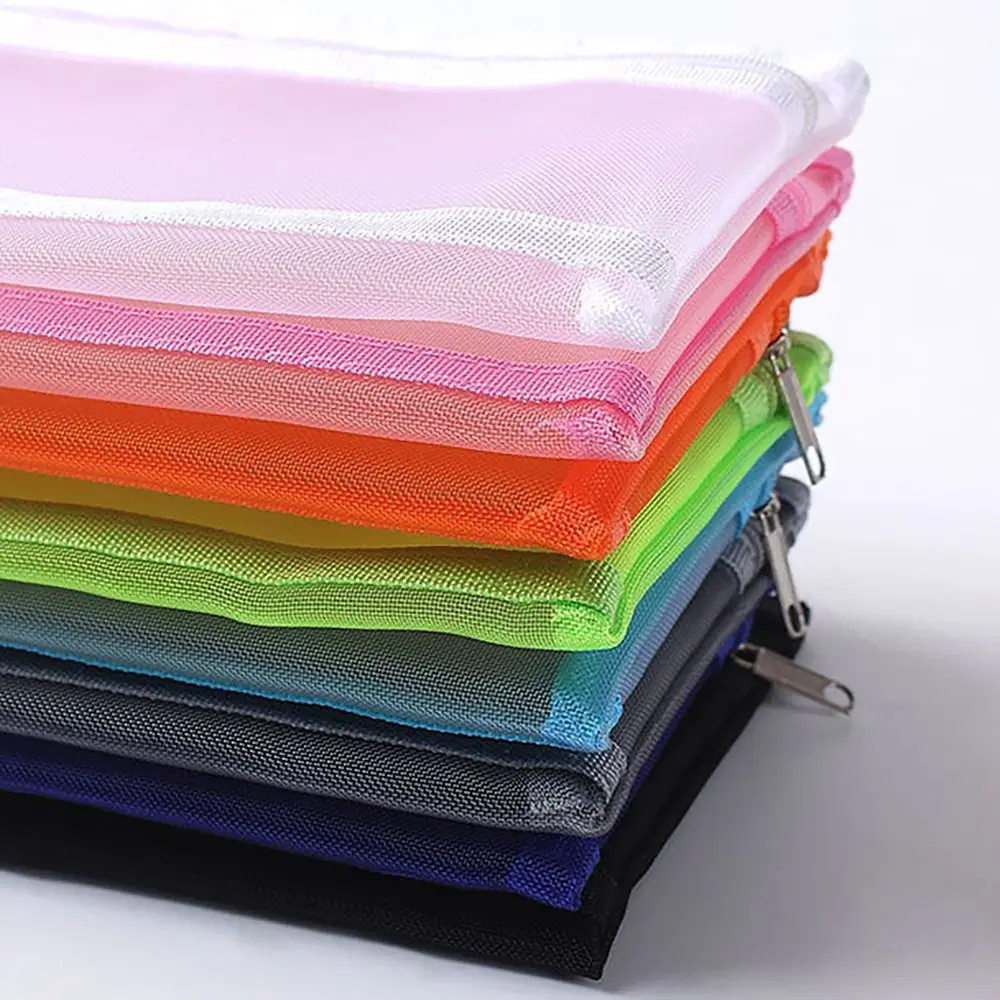 Tas Pensil Jala Dua Lapis 2024 Kapasitas Besar a6 Tas Jala Ritsleting Tas Pena Hadiah Pelajar