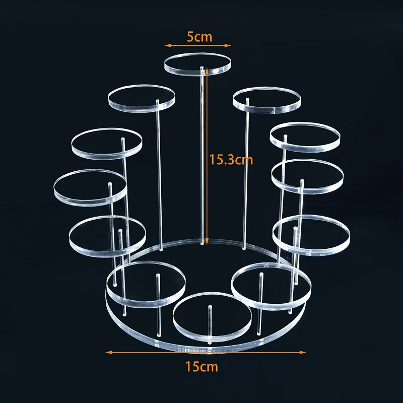 12-Layer Acrylic Jewelry Display Risers Earring Ring Holder Gemstone Doll Model Showcase Rack Clear Round Mini Figurines Stand