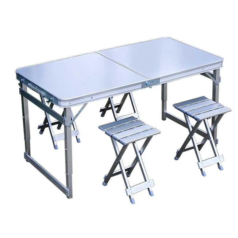 Outdoor folding tables and chairs aluminum alloy simple night market stall table portable camping picnic table barbecue promotio