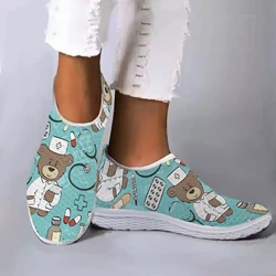 Cartoon Bear Nurse Sneakers Medical Student Slip-on Light Non-slip Flats Nursing Shoes for Women Soft Casual Sport Footwear Gift