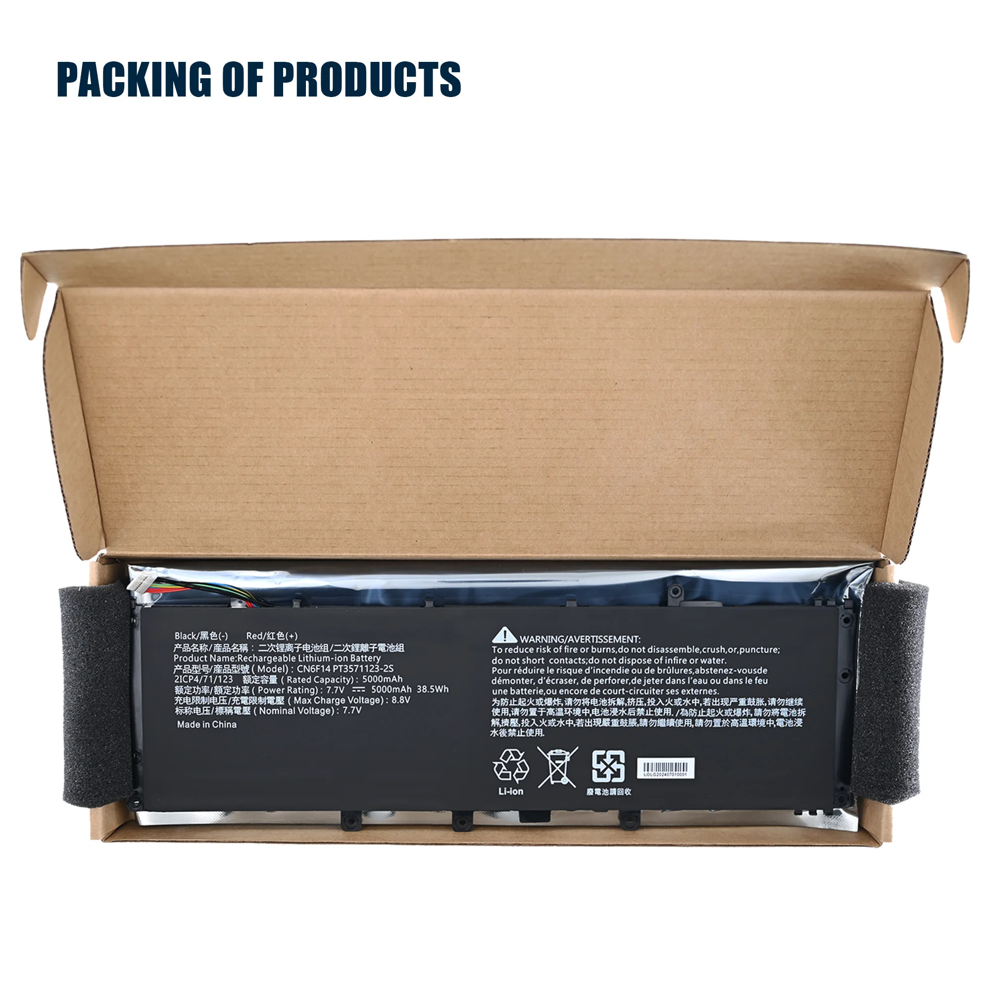 

CN6F14 7.7V 38.5Wh 5000MAH PT3571123-2S Laptop Replace Battery For AVITA Pura NS14A5 CNF541 CNF541-BB Notebook