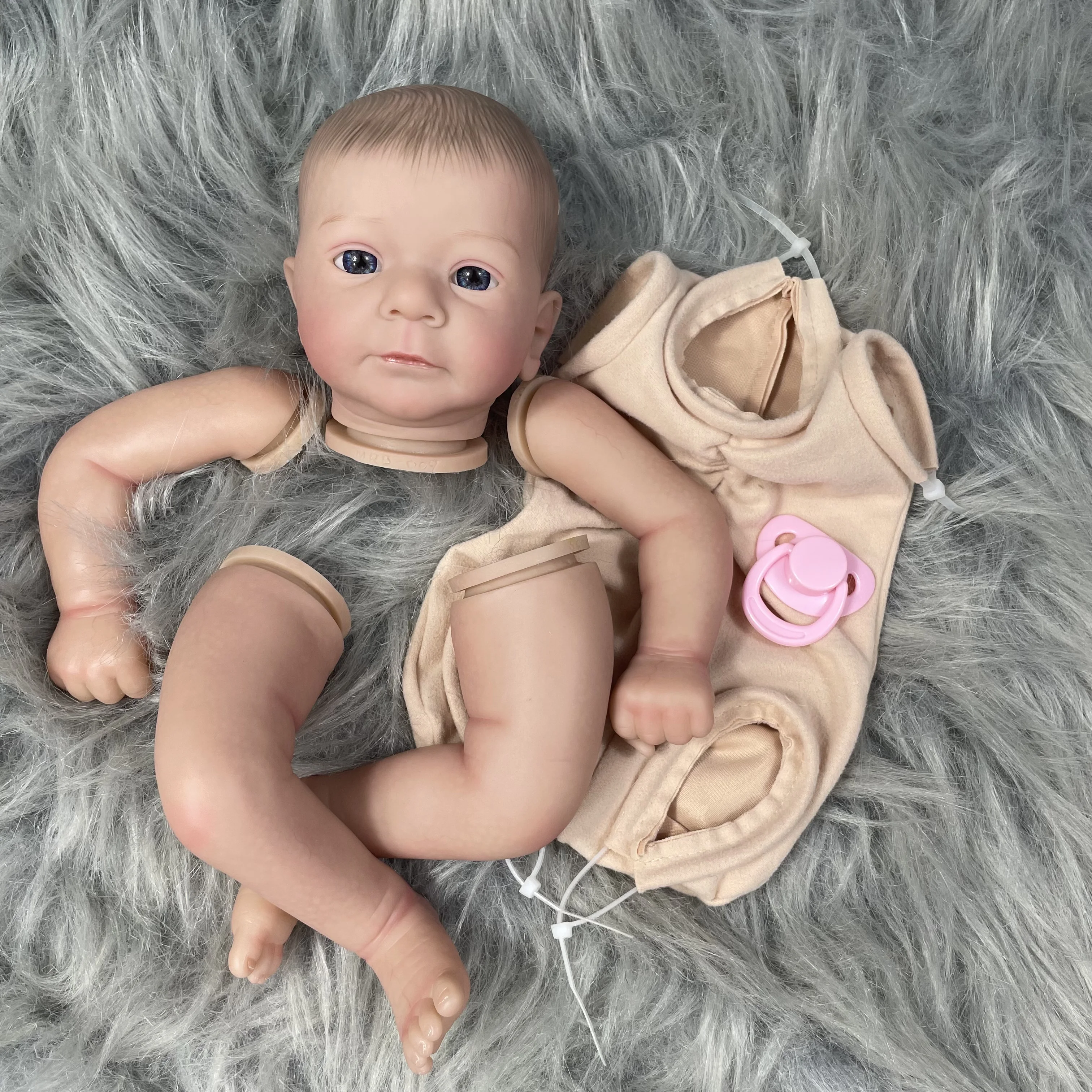 19Inch Painted Reborn Doll Kit Felicia With Engraved Name and Cloth Body Unassembled DIY Doll Parts Toy