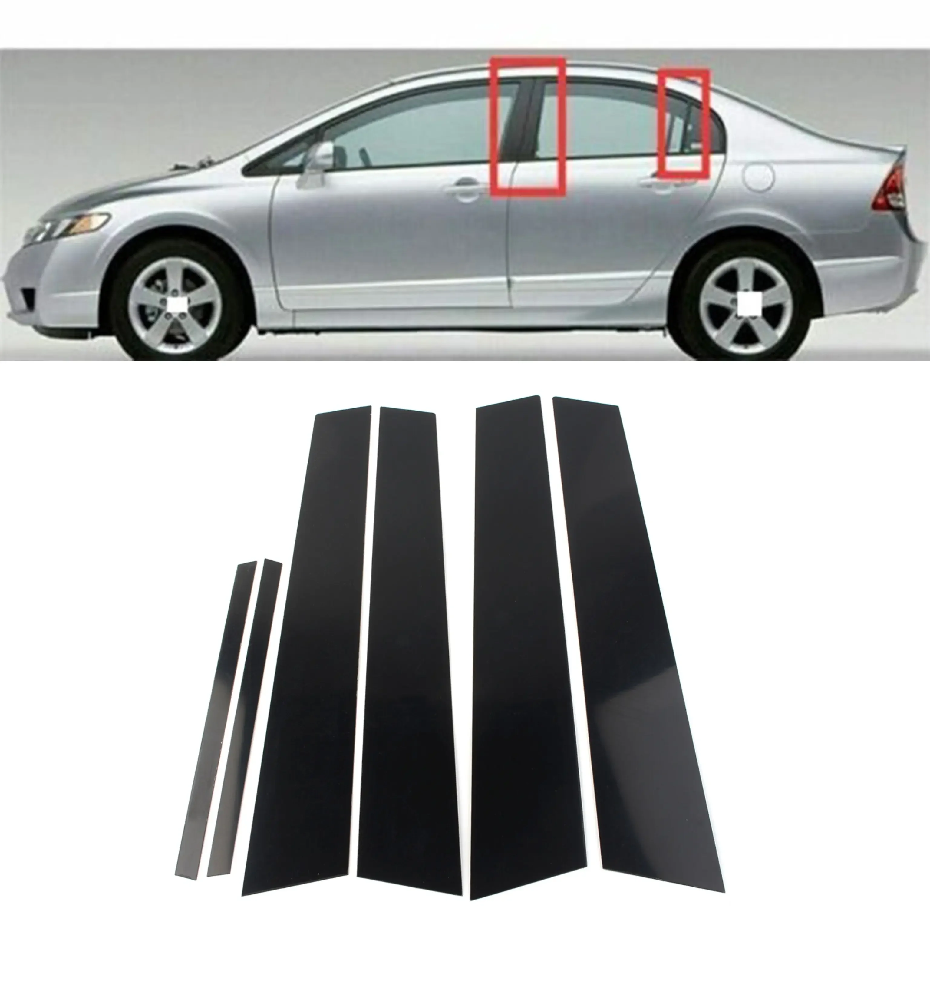 

For Honda Civic Car Sticker Pillar Posts Door Trim Covers Decorative Accessories 2006 2007 2008 2009 2010 2011