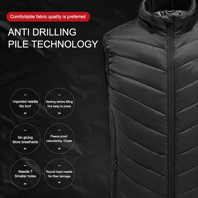 PHMAX Electric Heated Vest Winter Warm Jacket Hiking Heated Vest Outdoor Sports Ski Warming Gear USB 9/2 Places Thermal Coat