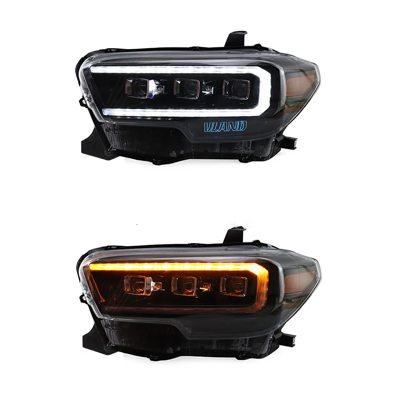 

Full LED Headlamp With Three Projector For Toyota Tacoma Headlights 2015-2020 Year DRL+Sequential Turning Signal Left And Right