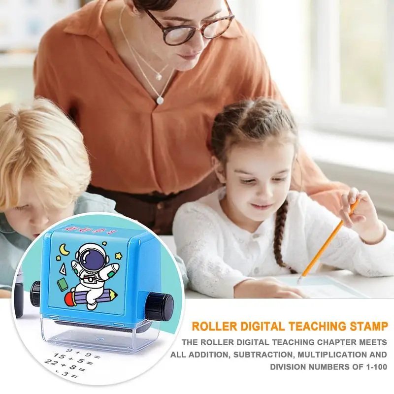 Sello Digital de matemáticas reutilizable para niños, rodillo para cultivar el pensamiento lógico, suministros escolares para el hogar, Adición