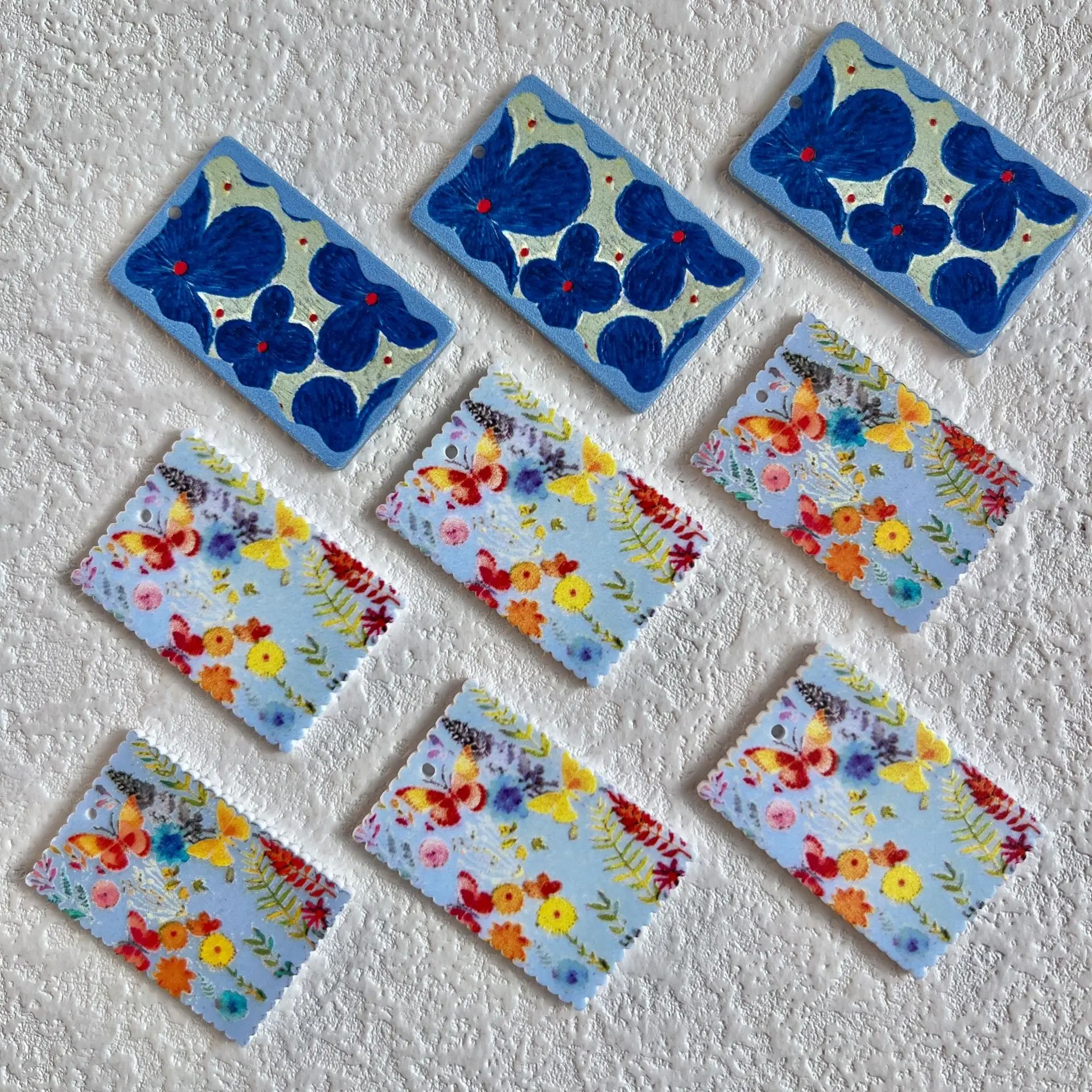 

10pcs Handmade Print Pendant Charms Flower Acrylic Necklace Earrings Pendant Connectors Diy Earrings Jewelry Making Findings