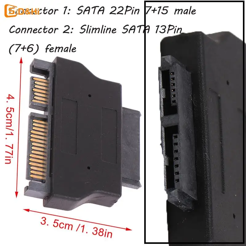 محول Slimline لـ SATA ، 7 + 15 المسلسل ، 22Pin ، ذكر إلى سليم SATA 7 + 6 ، 13Pin أنثى ، اكسسوارات إلكترونية ، 1 قطعة