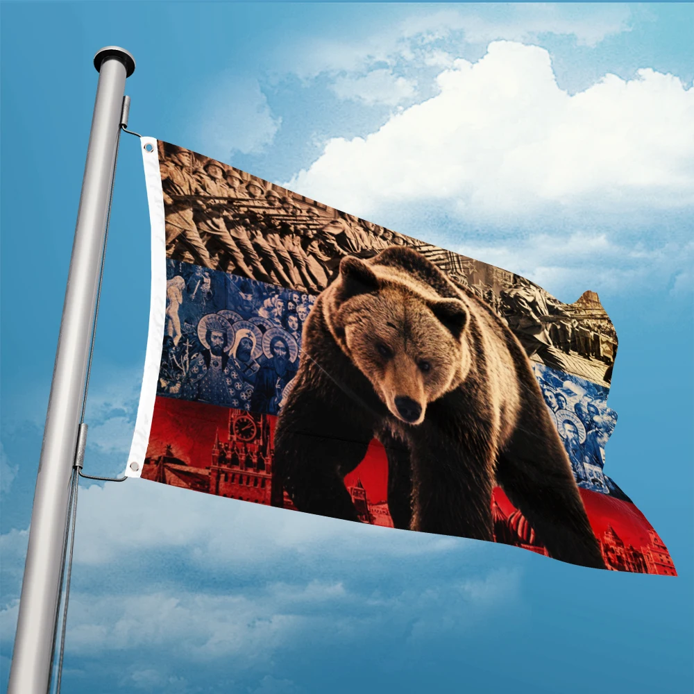 Russian Army Bear Strong Retro Troops Flag 3ft x 5ft Polyester Banner Flying 150* 90cm Custom Double Penetration 100% Outdoor