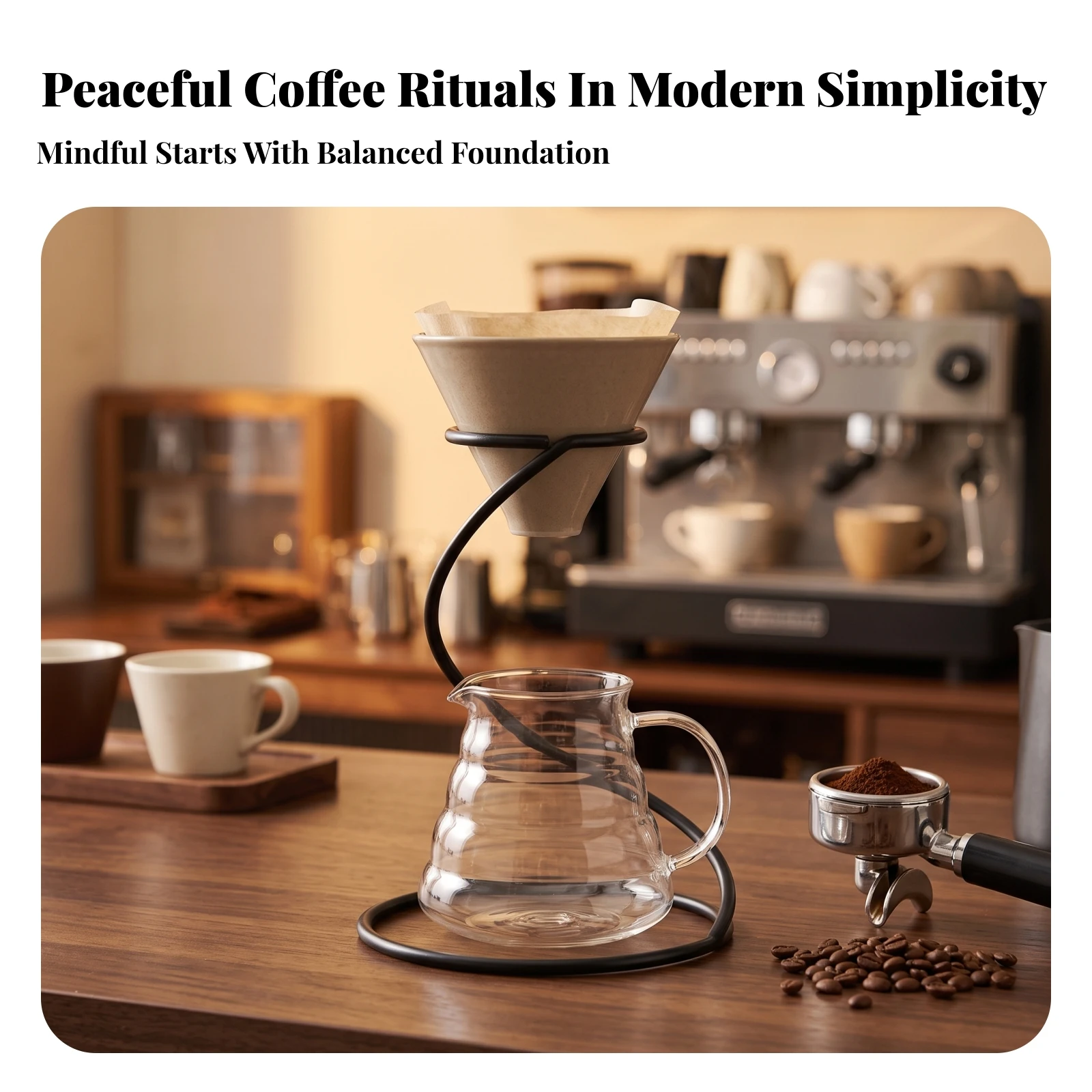 Metal Coffee Dripper Stand Sturdy Hand-Pour Coffee Stand Matte Black Minimalist for Baristas, Home Kitchen, Cafe