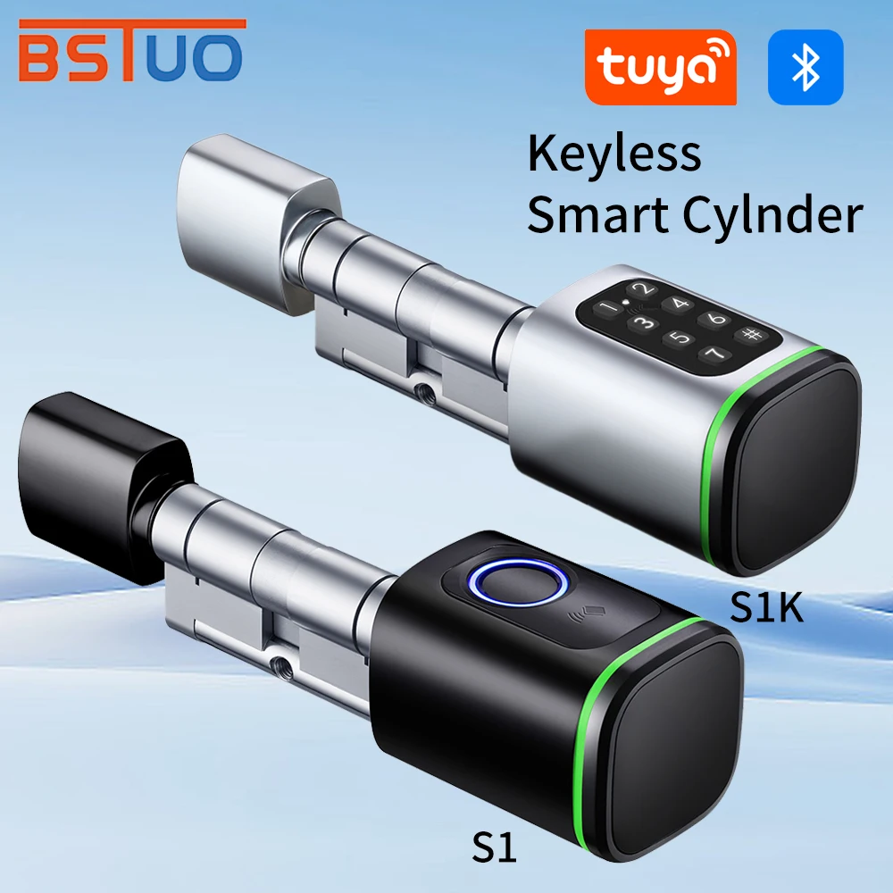 

Smart Cylinder Lock Tuya 60/70mm Electric Bluetooth APP Remote Biometric Fingerprint Lock Anti-Theft Security Home Door Mortise