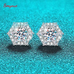 Smyoue Each 0.5CT 100% Real Moissanite Stud Earrings for Women Sparkly Bride Wedding Engagement Jewelry 925 Sterling Silver