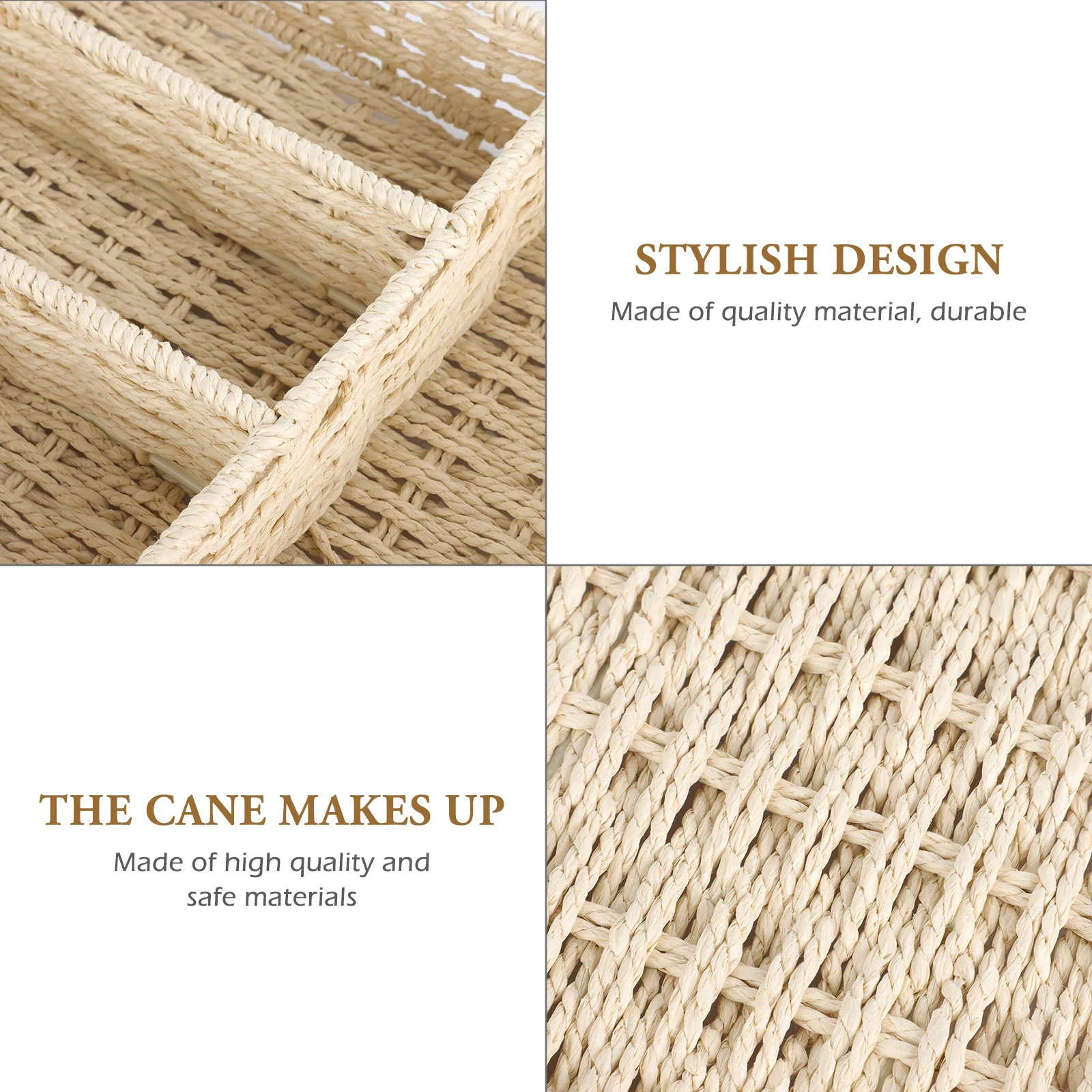 

-Grid Storage Basket Simulated Handwoven Organizer Closet Cabinet Desktop Container For Keys Candies Books Household