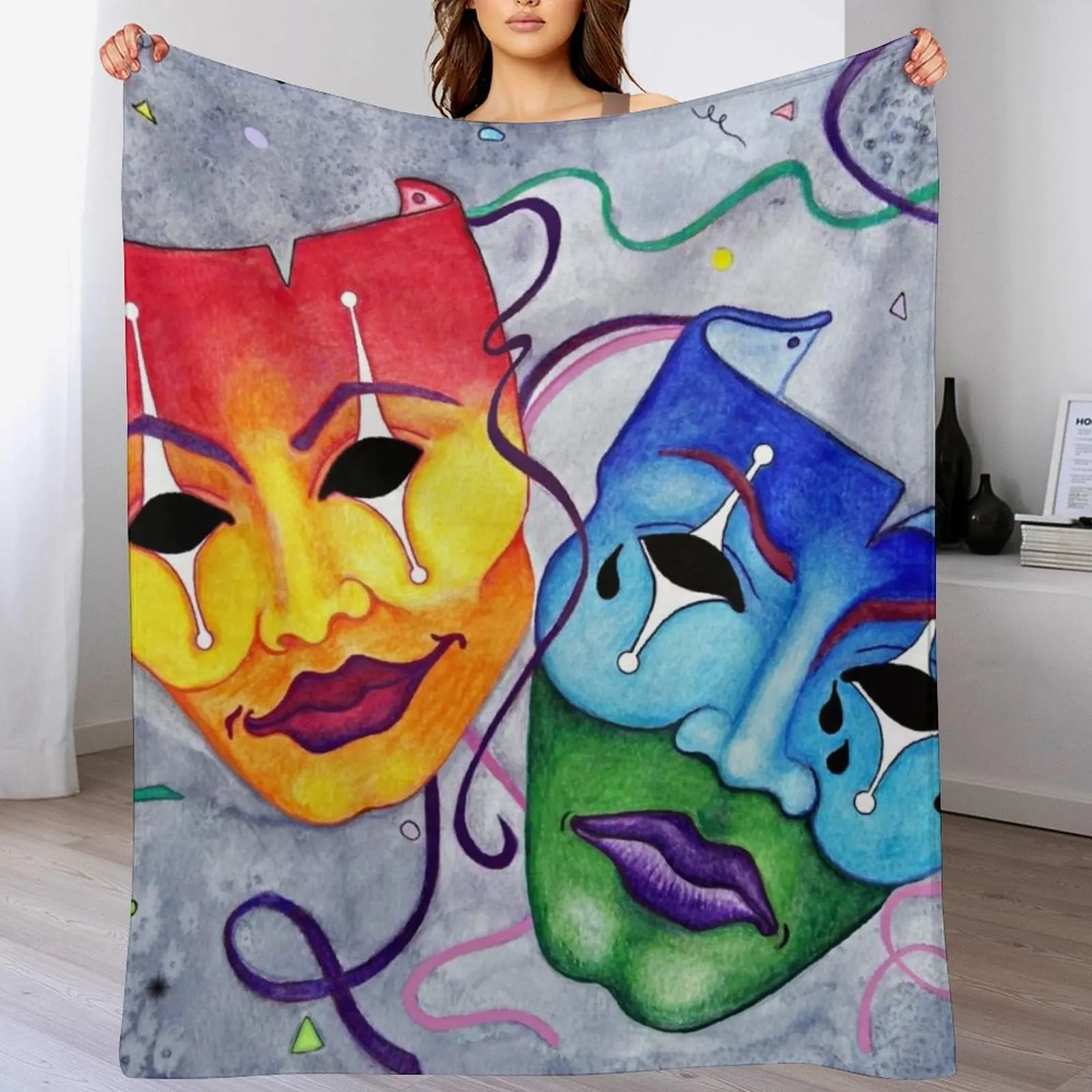 

Comedy and Tragedy Throw Blanket Decorative Throw Plaid Summer cosplay anime Blankets