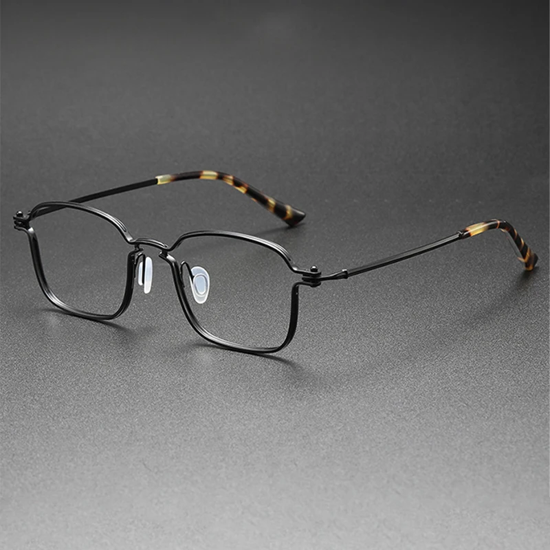 Italy Brand Replica RLT Series Pure Titanium Square Frame Men Women Big Face Glasses Handmade Luxury Designer  Design Eyeglasses