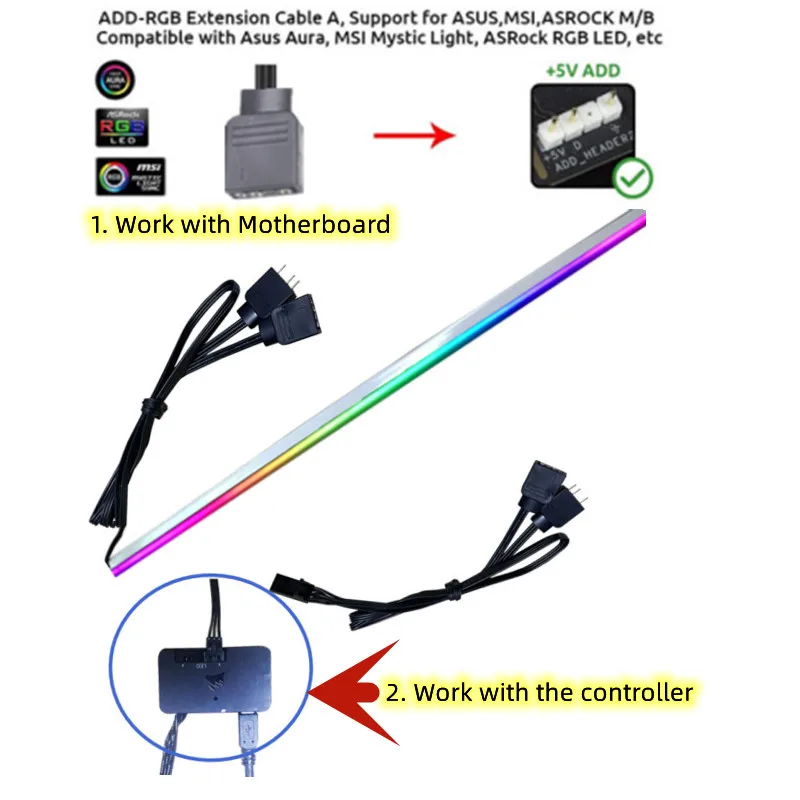 Addressable RGB PC Diffused LED Strip For Aura SYNC,Gigabyte Fusion,MSI Mystic Light Sync Corsair Node Pro,Corsair Commander PRO