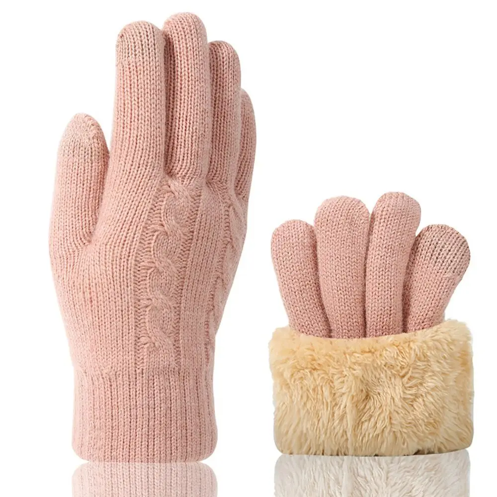 Gestrickte Wolle Frau Winter Handschuhe Doppel Schichten Verdickung Koreanischen Stil Handschuh Armschienen Bildschirm Berührbaren Hand Wärmer Exquisite Geschenk