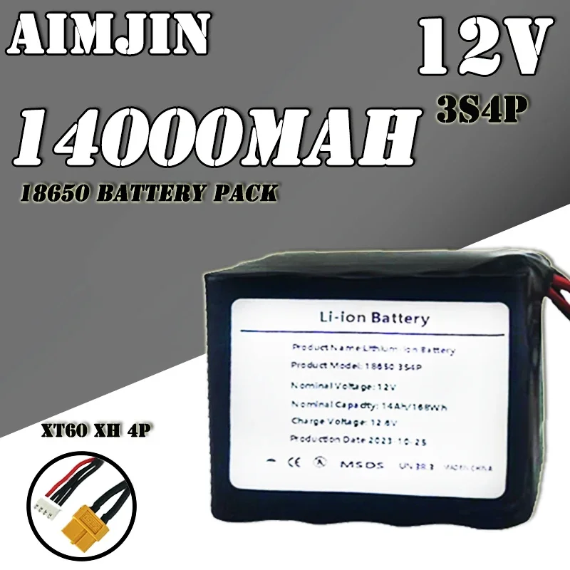 

3S4P 12V 14Ah 12.6V High Capacity UAV Rechargeable Li-ion Battery for Various RC Airplane Quadrotor XH2.54-4P XT60