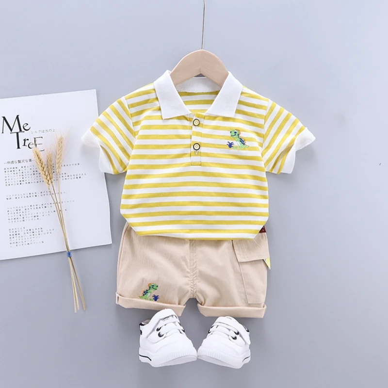 Fashion Baby Boy Clothing Tracksuit Summer Stripe Kids Clothes T-shirt+shorts Toddlers Casual Sets Children Costume Suit