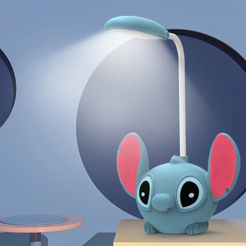 Led Lilo & Stitch Bureaulamp Met Puntenslijper Opvouwbaar Licht Schattig Bureau Nachtlampje Usb Opladen Licht Cadeau