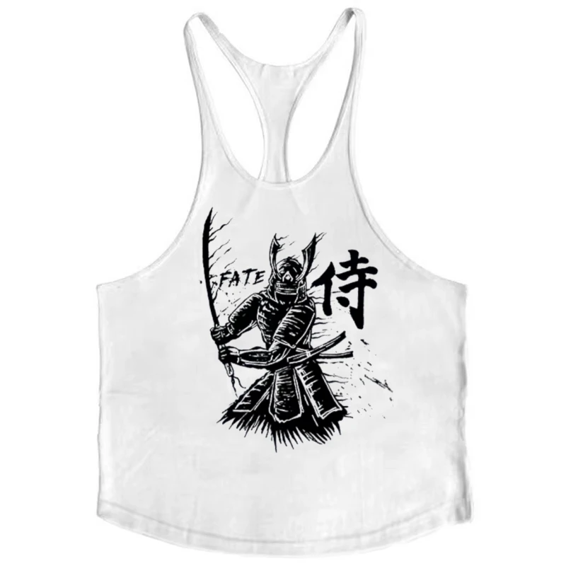 2025 New Men's Stringer Gym Vest - Samurai - Themed Graphic, Quick - Dry Fabric, Breathable for Bodybuilding, Fitness & Workout