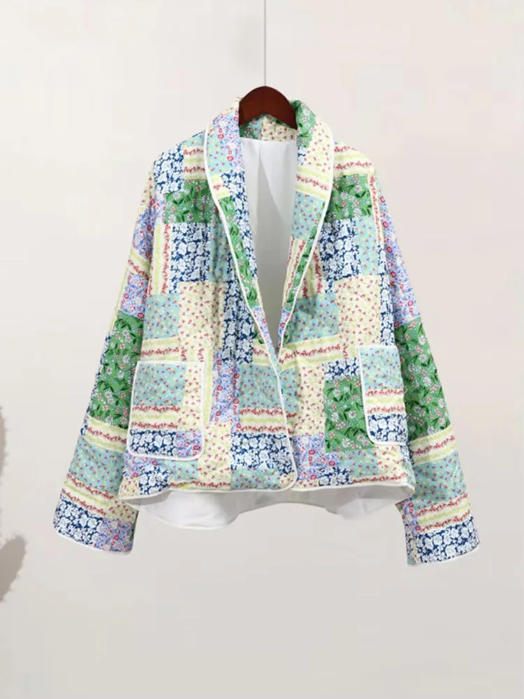 HH Cappotto da donna con stampa floreale trapuntato reversibile a maniche lunghe aperto sul davanti due in uno giacche autunno vintage streetwear