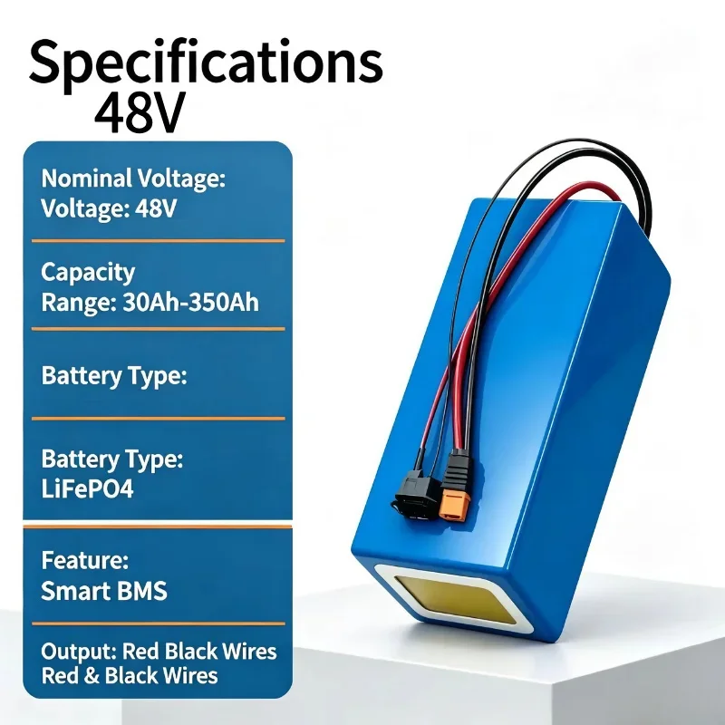 48V LiFePO4 Battery Built-in Full BMS 30Ah-250Ah, Deep Cycle Lithium Battery for 4-9KW RV, Marine Boat, Off-Grid Solar & Utility