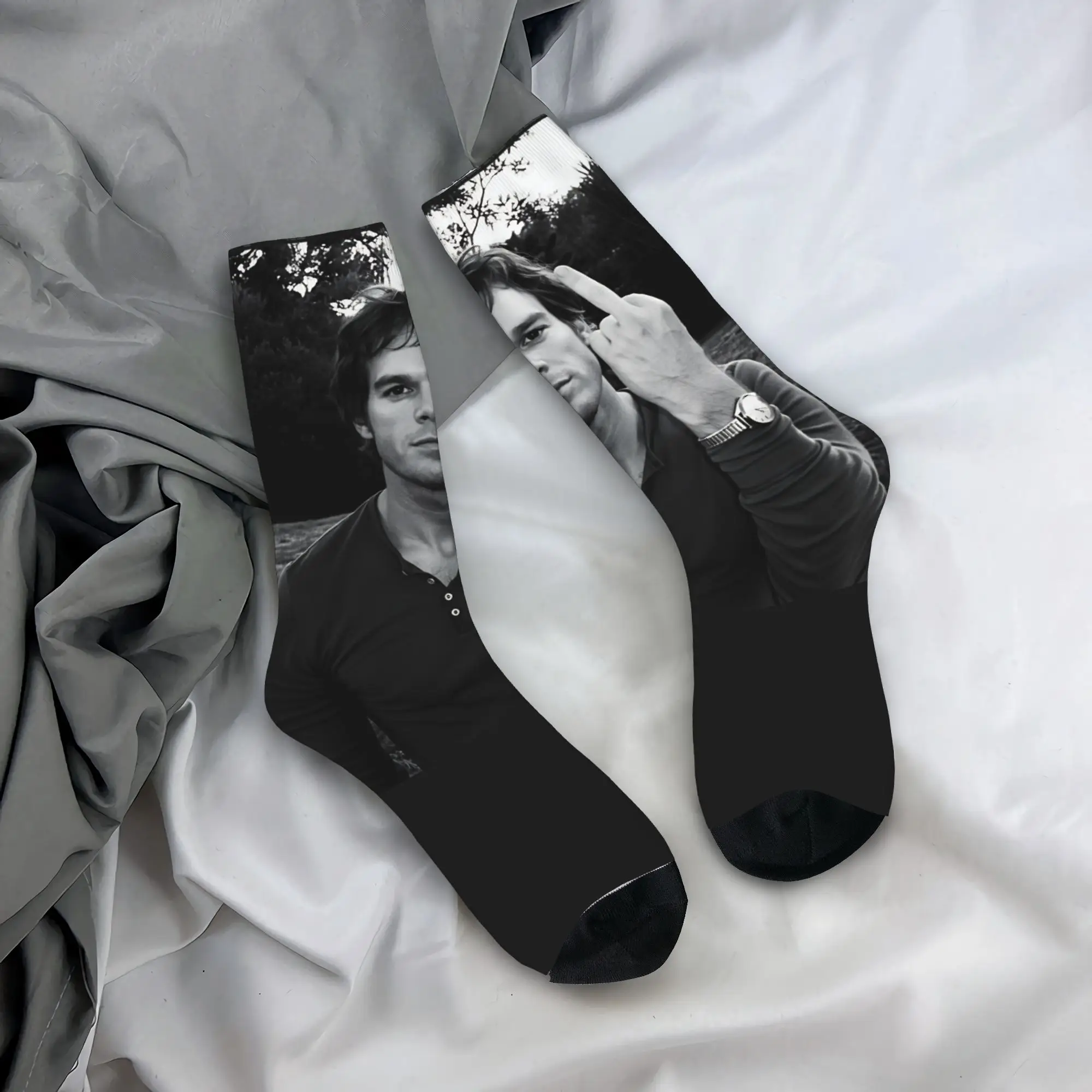 Dexter Morgan Blood Never Lies TV Show Poster Socks Winter Stockings Trendy Couple Breathable Socks Climbing Anti Slip Socks